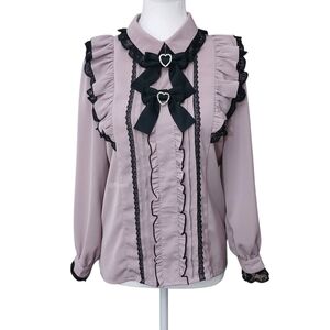 ROJITA - Double Ribbon Frill Blouse (Pink)